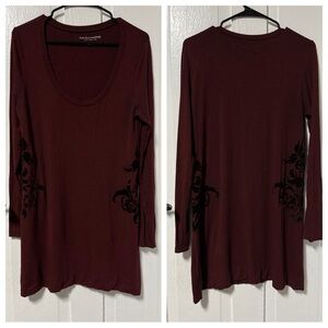 Soft Surroundings Burgundy scoop neck long sleeve tunic dress sz small